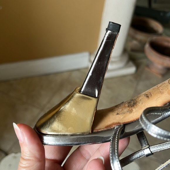 PRADA Silver Stiletto Sandals Size 37 italian Made in Italy - Picture 8 of 10